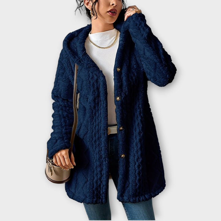 Navy Blue textured hooded jacket