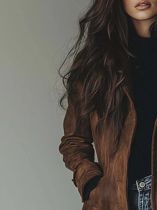 Sienna™ | Vintage Faux Suede Trench Coat
