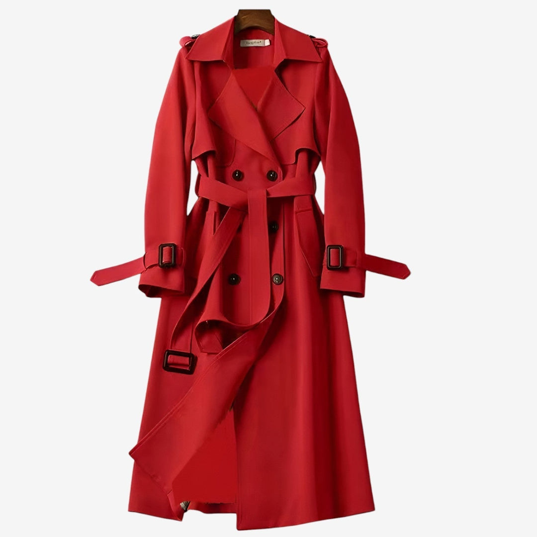 Red classic trench coat
