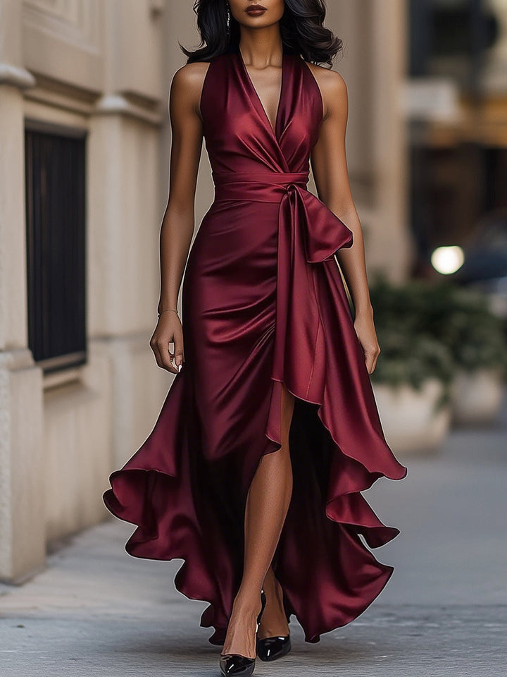 DELACROIX | Satin Dress with a Draped Waist