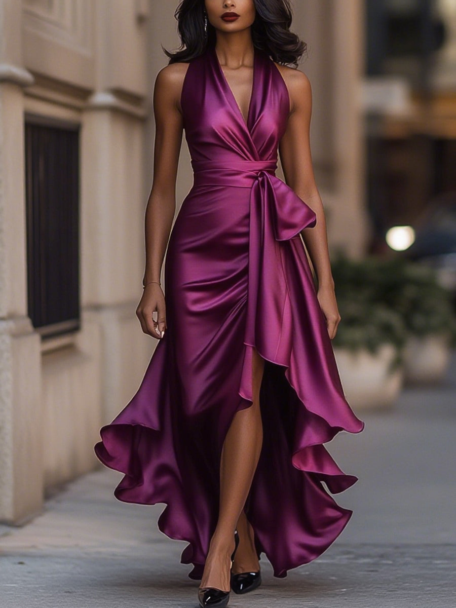 DELACROIX | Satin Dress with a Draped Waist