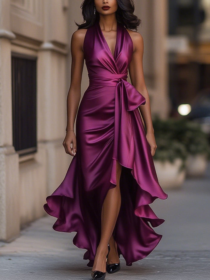 DELACROIX | Satin Dress with a Draped Waist