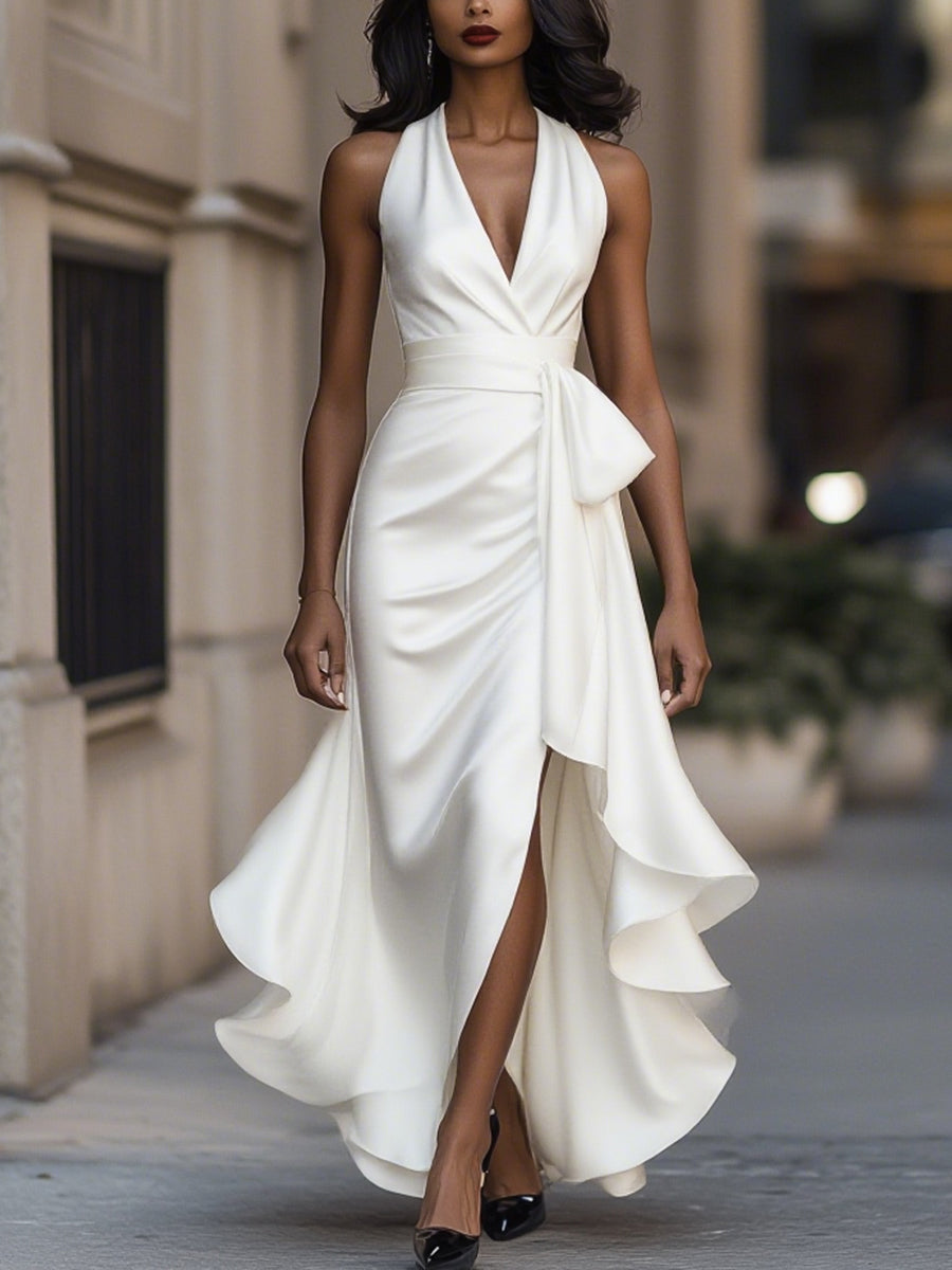 DELACROIX | Satin Dress with a Draped Waist
