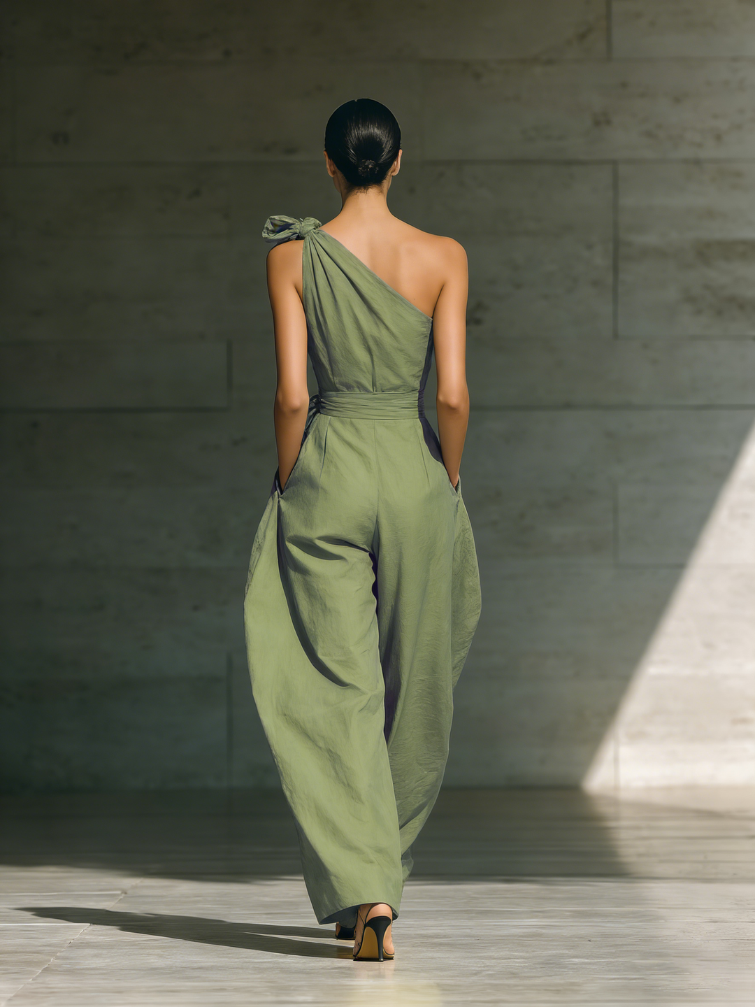 Léa – One-Shoulder Cotton-Linen Blend Relaxed Jumpsuit