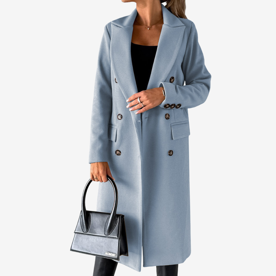 Blue long wrap coat