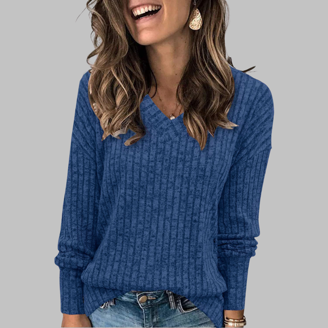Marina™ | Comfortable long-sleeved top with V-neck