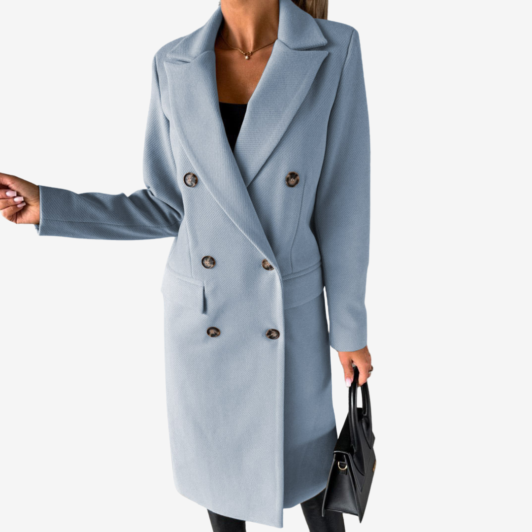 Long wrap coat side view