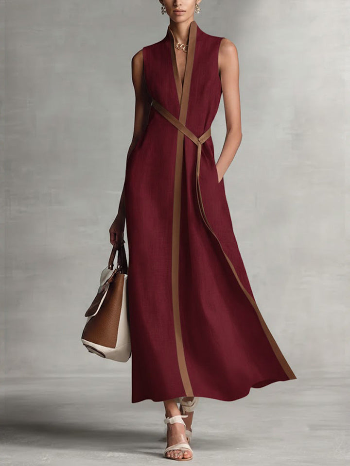 Rysella™ | Refined Linen-Blend Wrap Maxi Dress