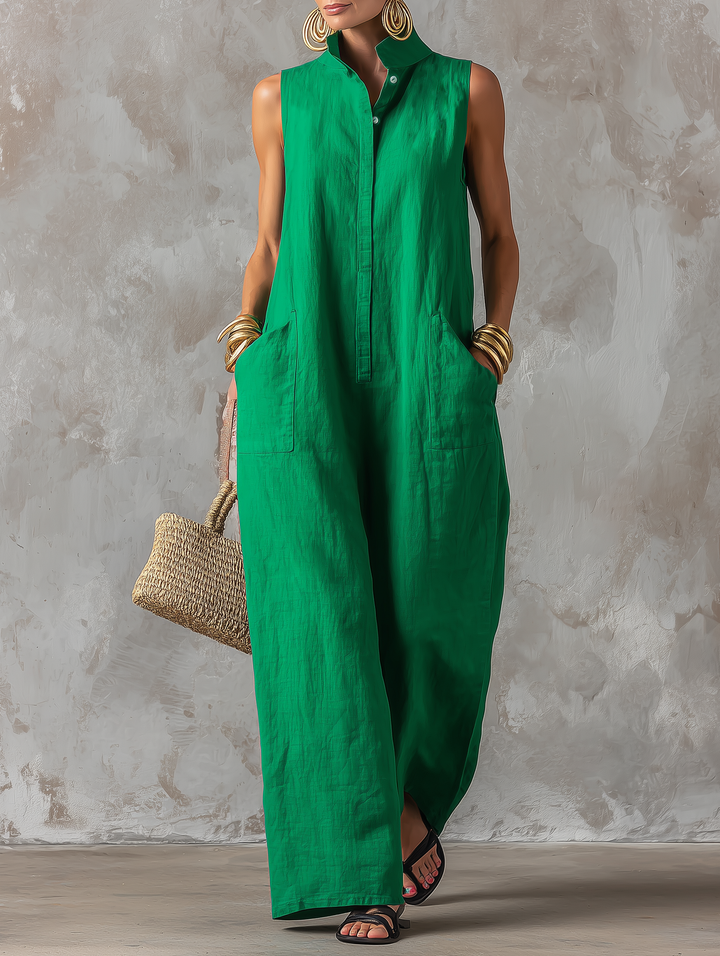 Claire – Minimalist Relaxed-Fit Linen Blend Jumpsuit
