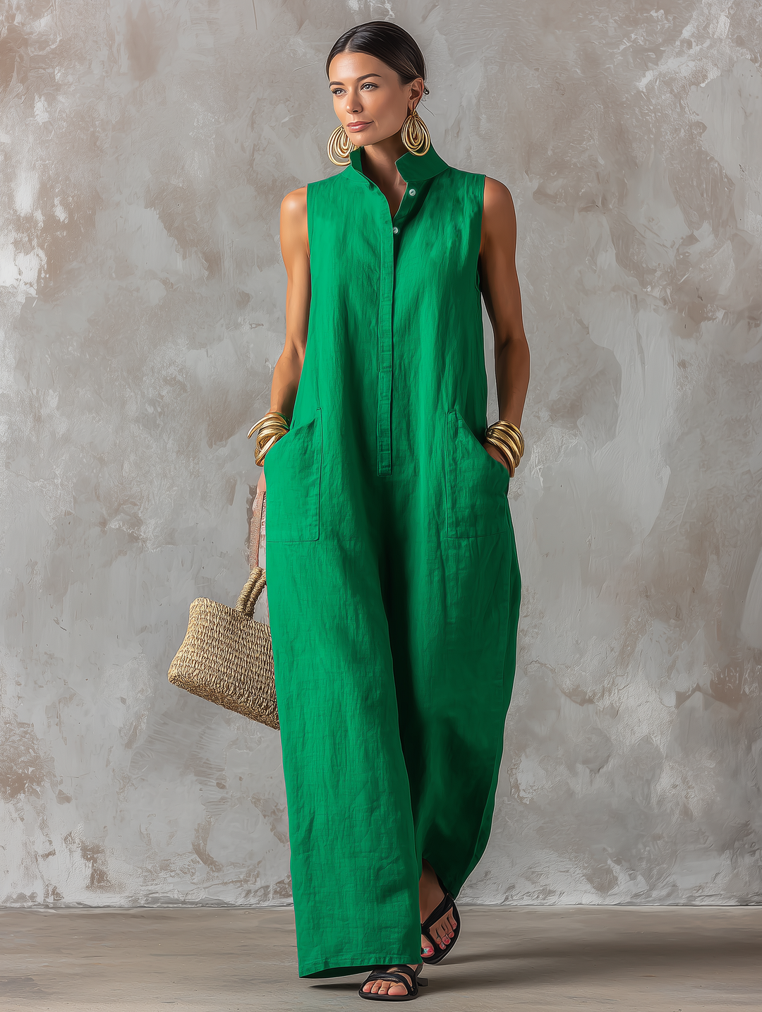 Claire – Minimalist Relaxed-Fit Linen Blend Jumpsuit