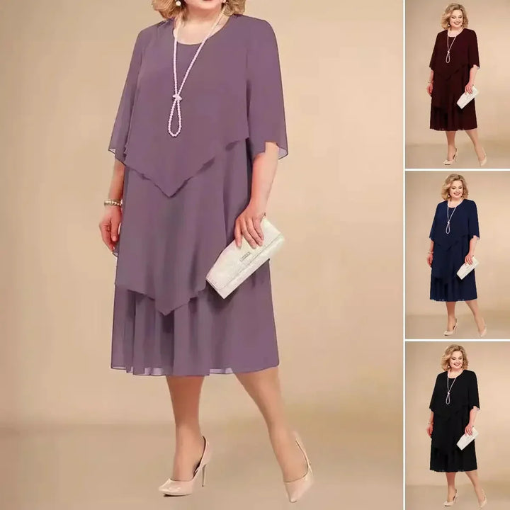 Leva - Elegant Chiffon Dress With Irregular Layers