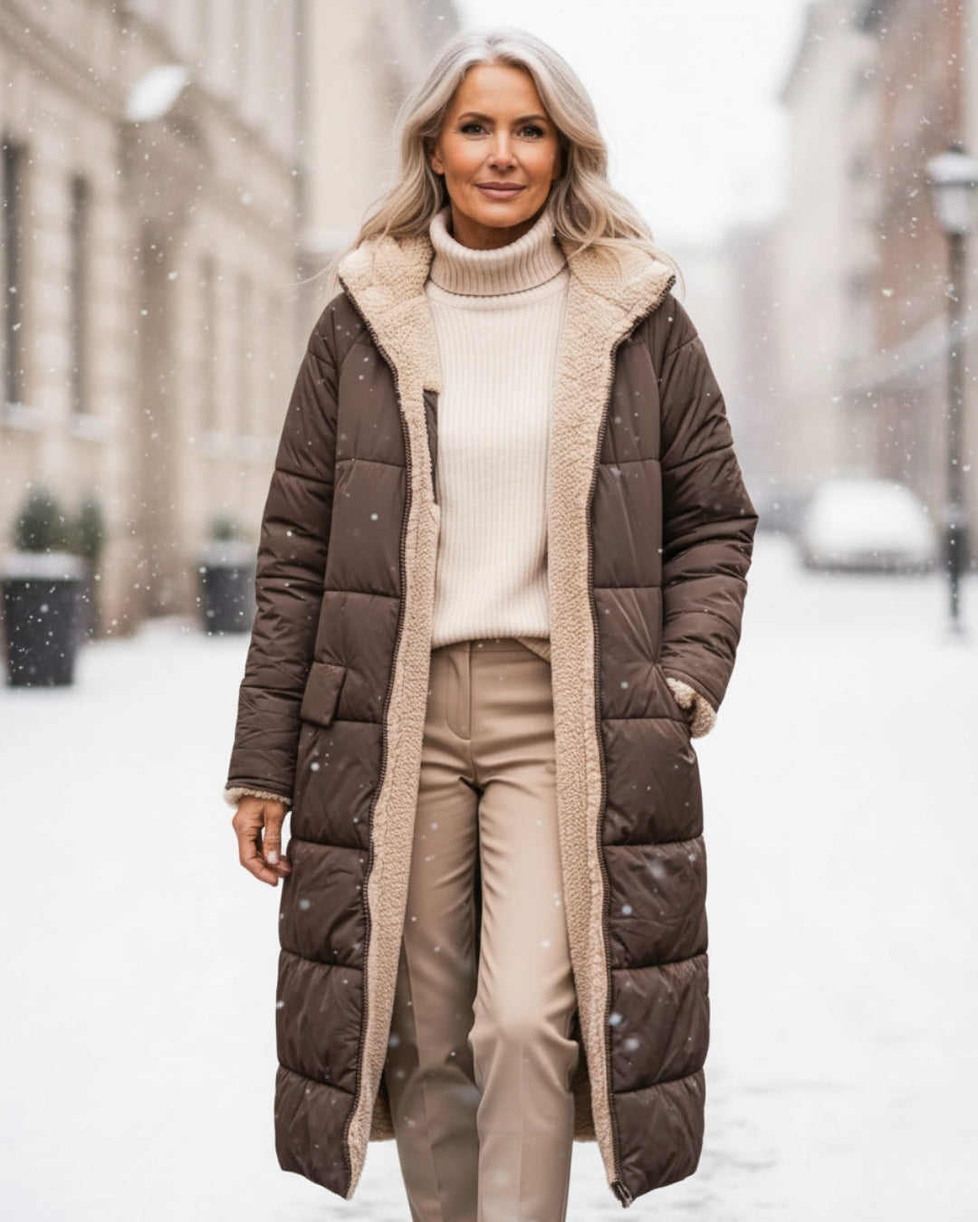 Winter coat side view