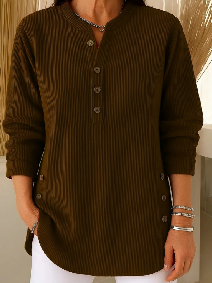 Élise™ – Plain long-sleeved knit sweater