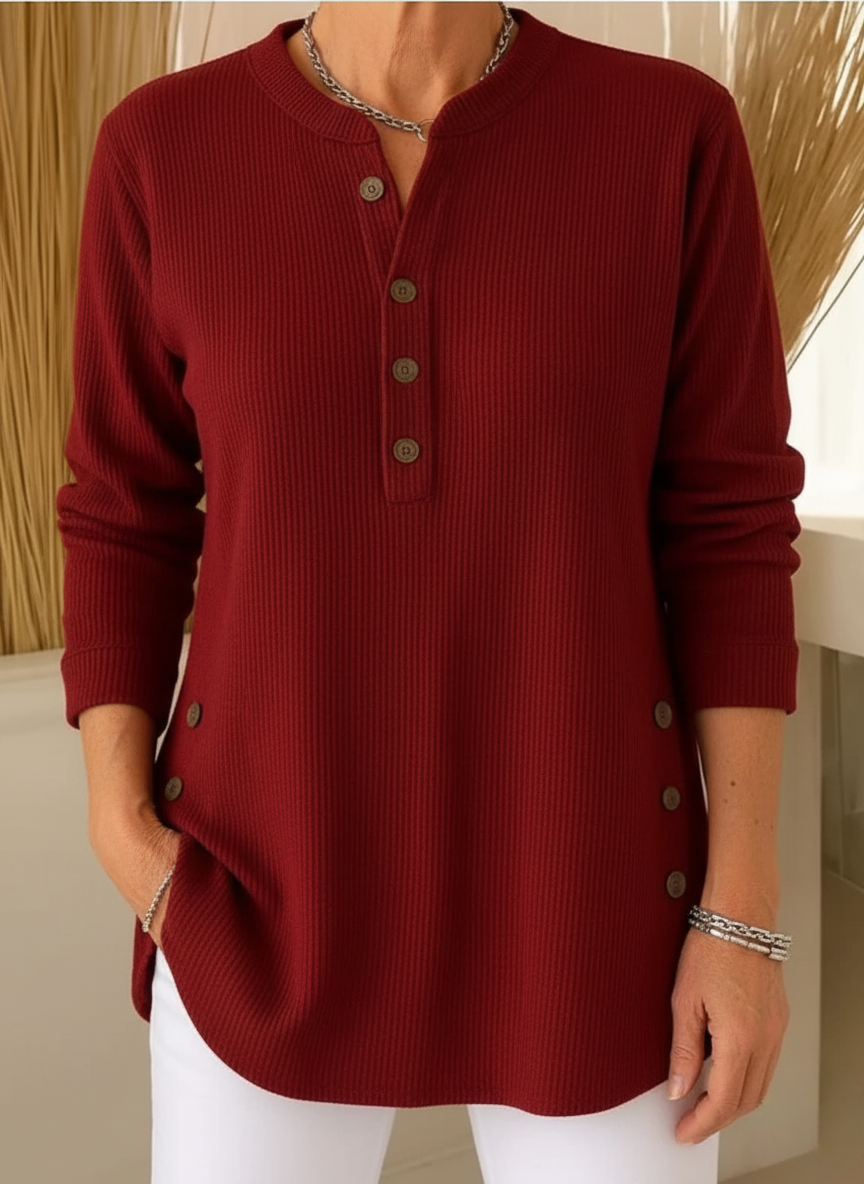 Élise™ – Plain long-sleeved knit sweater