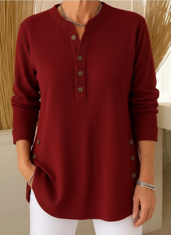 Élise™ – Plain long-sleeved knit sweater