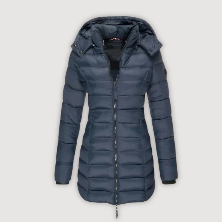 Navy longline puffer coat