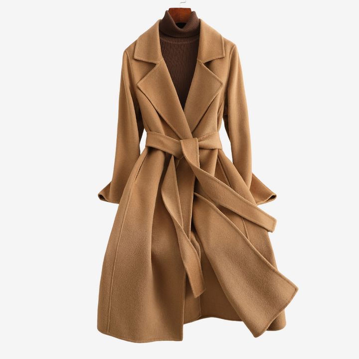 Brown belted trench coat