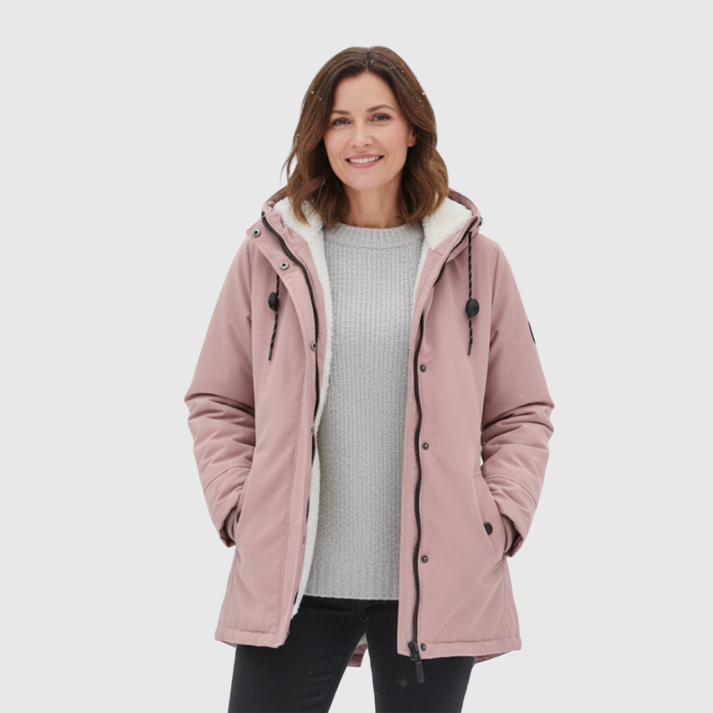 Pink quilted winter coat