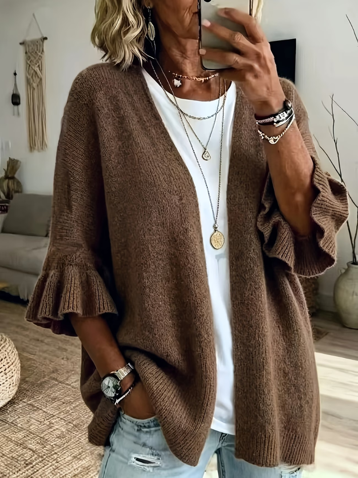 Elena | Stylish Knit Cardigan with Ruffled Sleeves