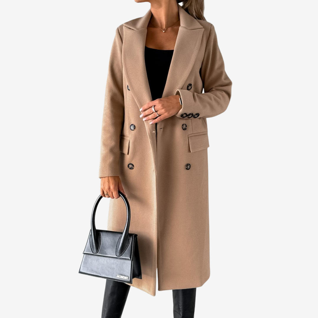Khaki long wrap coat