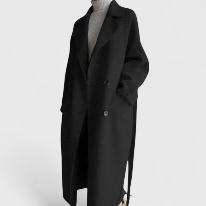 Soft tailored coat styling detail