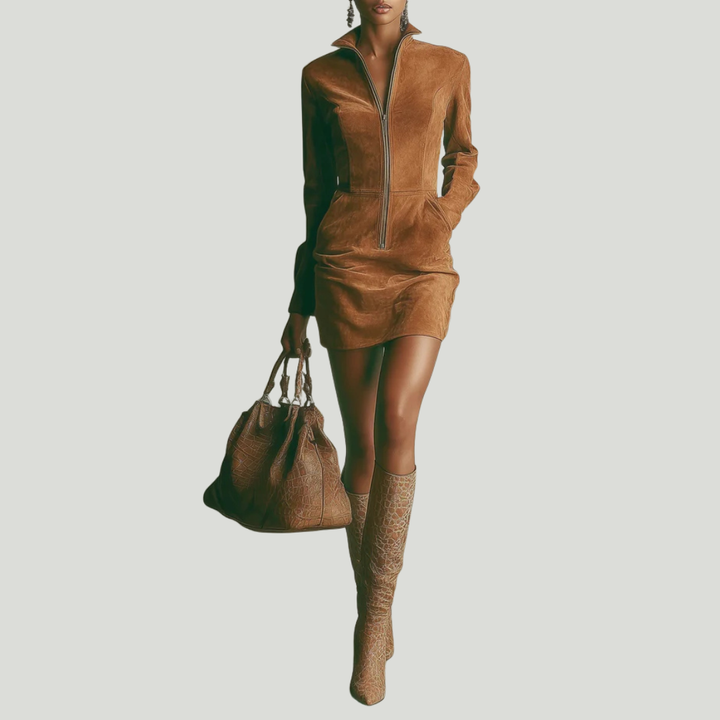 Marion | Suede dress with zipper