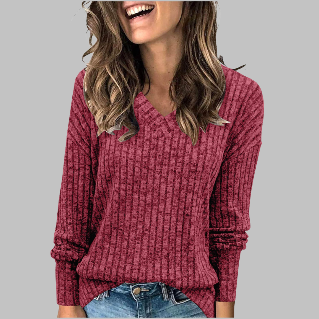 Marina™ | Comfortable long-sleeved top with V-neck