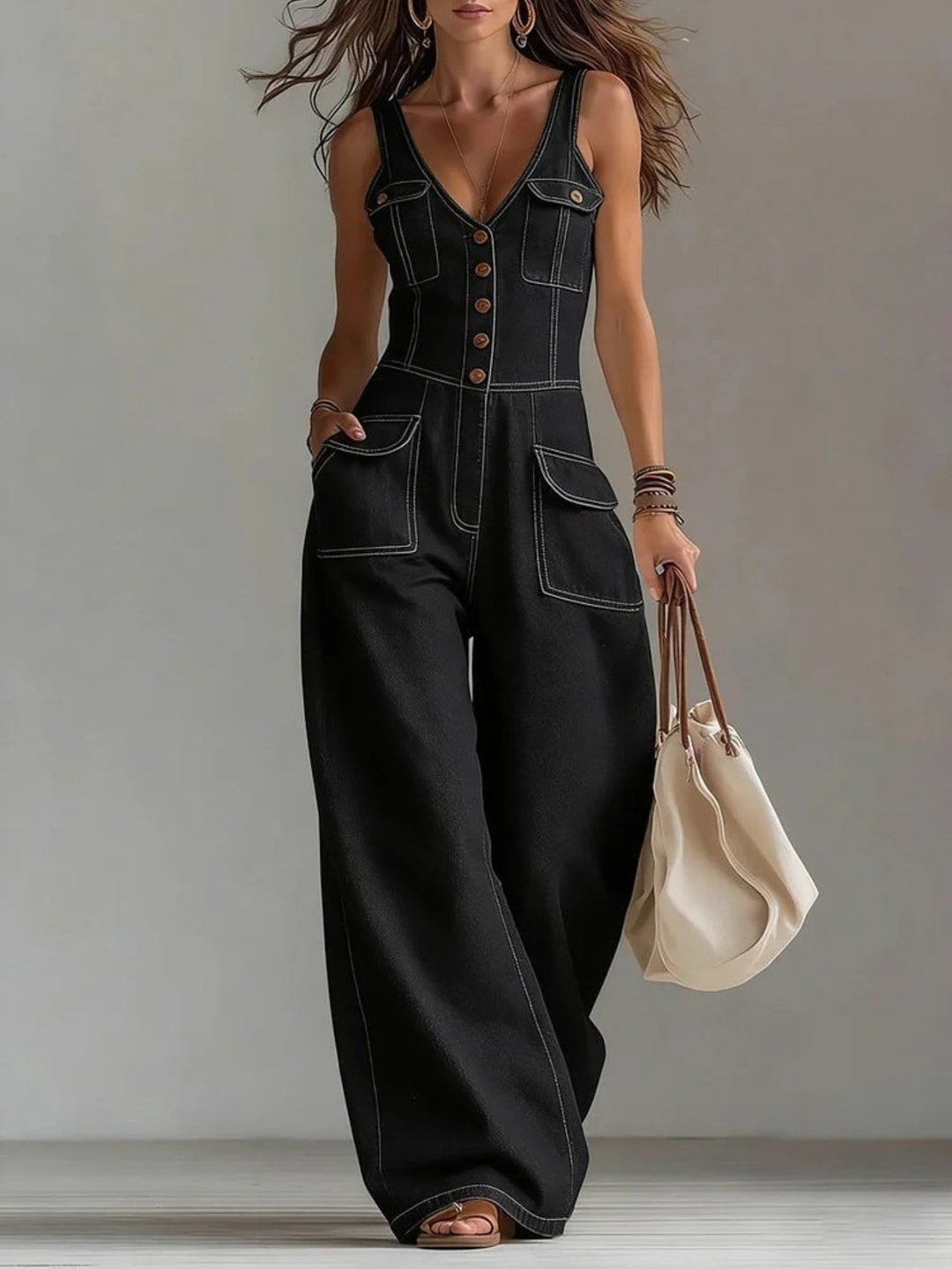 Claire – Women's V-Neck Jumpsuit