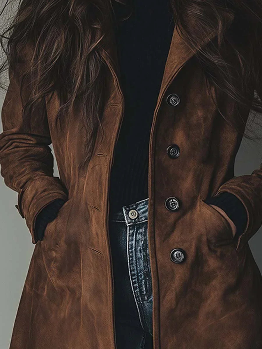 Sienna™ | Vintage Faux Suede Trench Coat