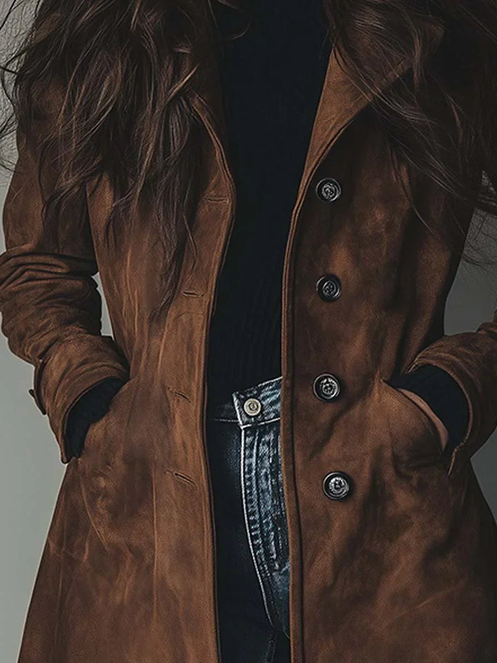Vintage Faux Suede Trench Coat