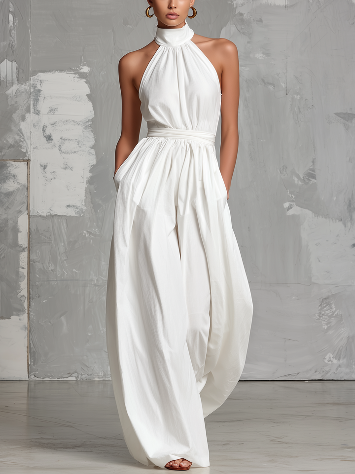 Joséphine – White Crochet Sleeveless Jumpsuit