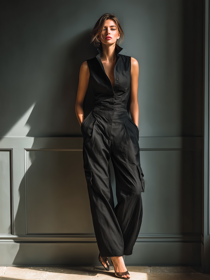 Juliette – Sleeveless Cotton-Linen Blend Jumpsuit