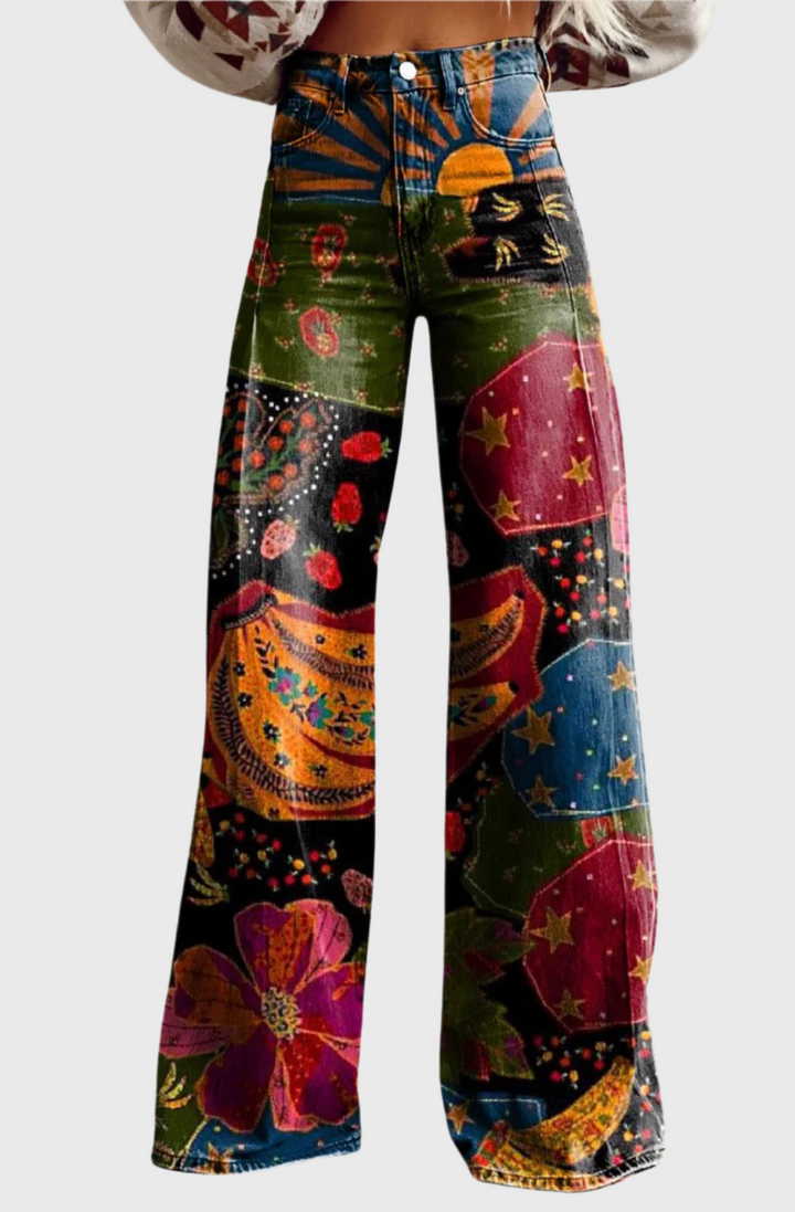 Tirzah™ | Vintage Print Wide-Leg Trousers