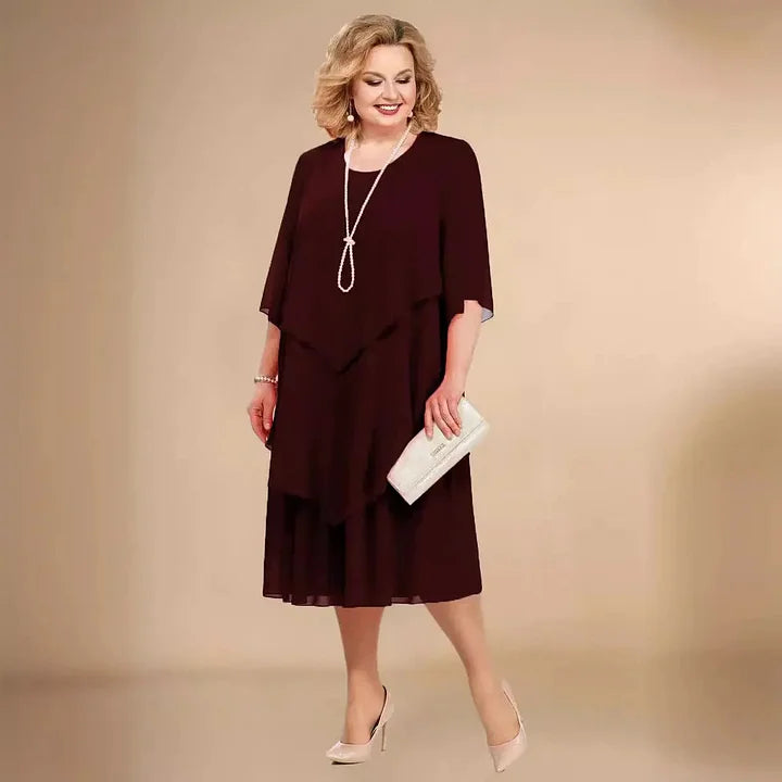 Leva - Elegant Chiffon Dress With Irregular Layers