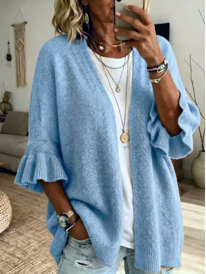 Elena | Stylish Knit Cardigan with Ruffled Sleeves