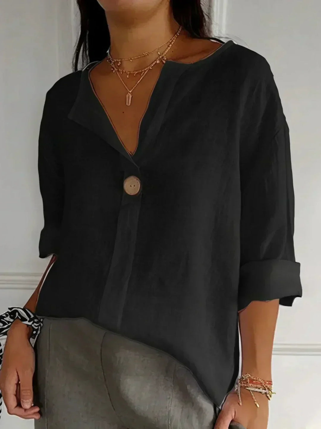 Aria | Casual Short Sleeve V-Neck Blouse