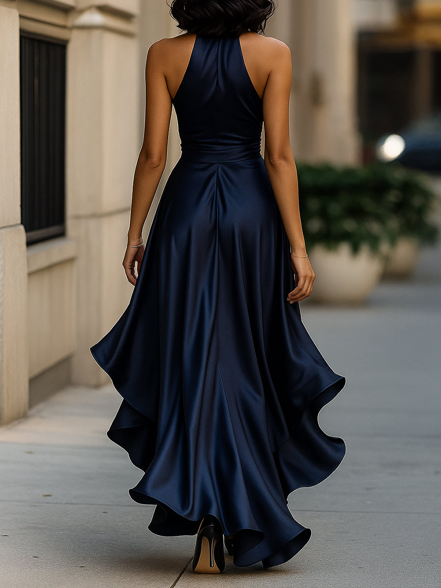 DELACROIX | Satin Dress with a Draped Waist