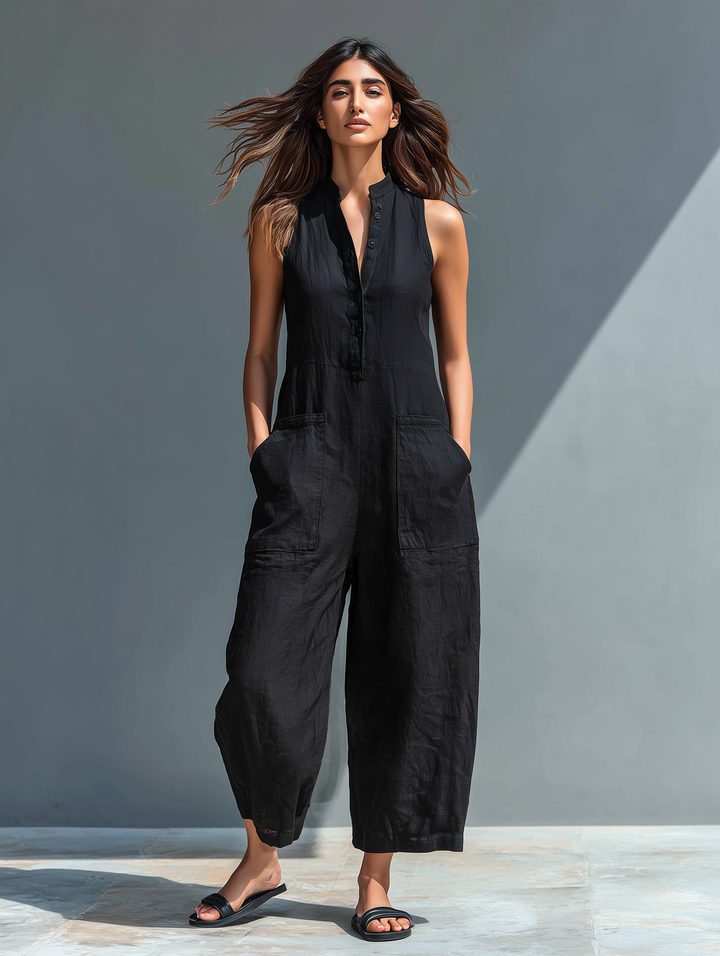 Jade – Sleeveless Linen Jumpsuit