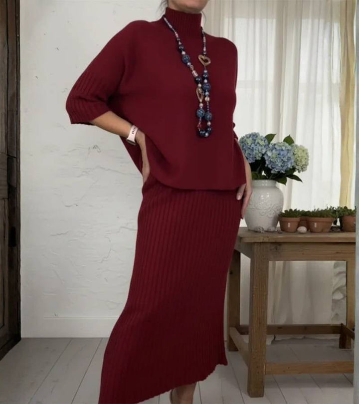 Debora | Knitted set with ribbed skirt