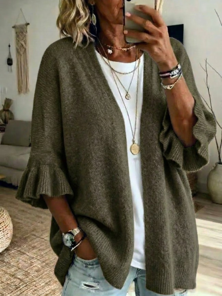 Elena | Stylish Knit Cardigan with Ruffled Sleeves