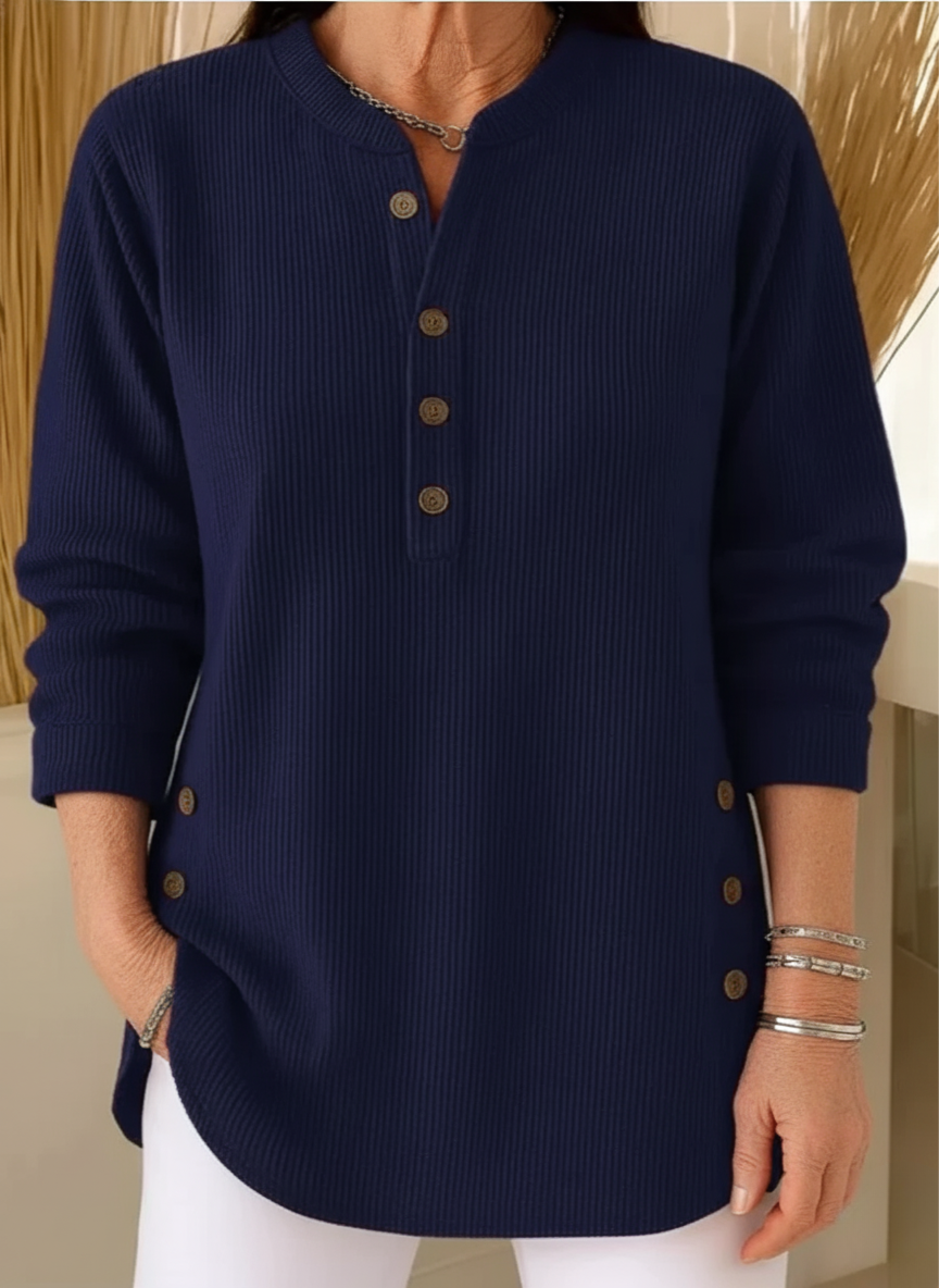 Élise™ – Plain long-sleeved knit sweater