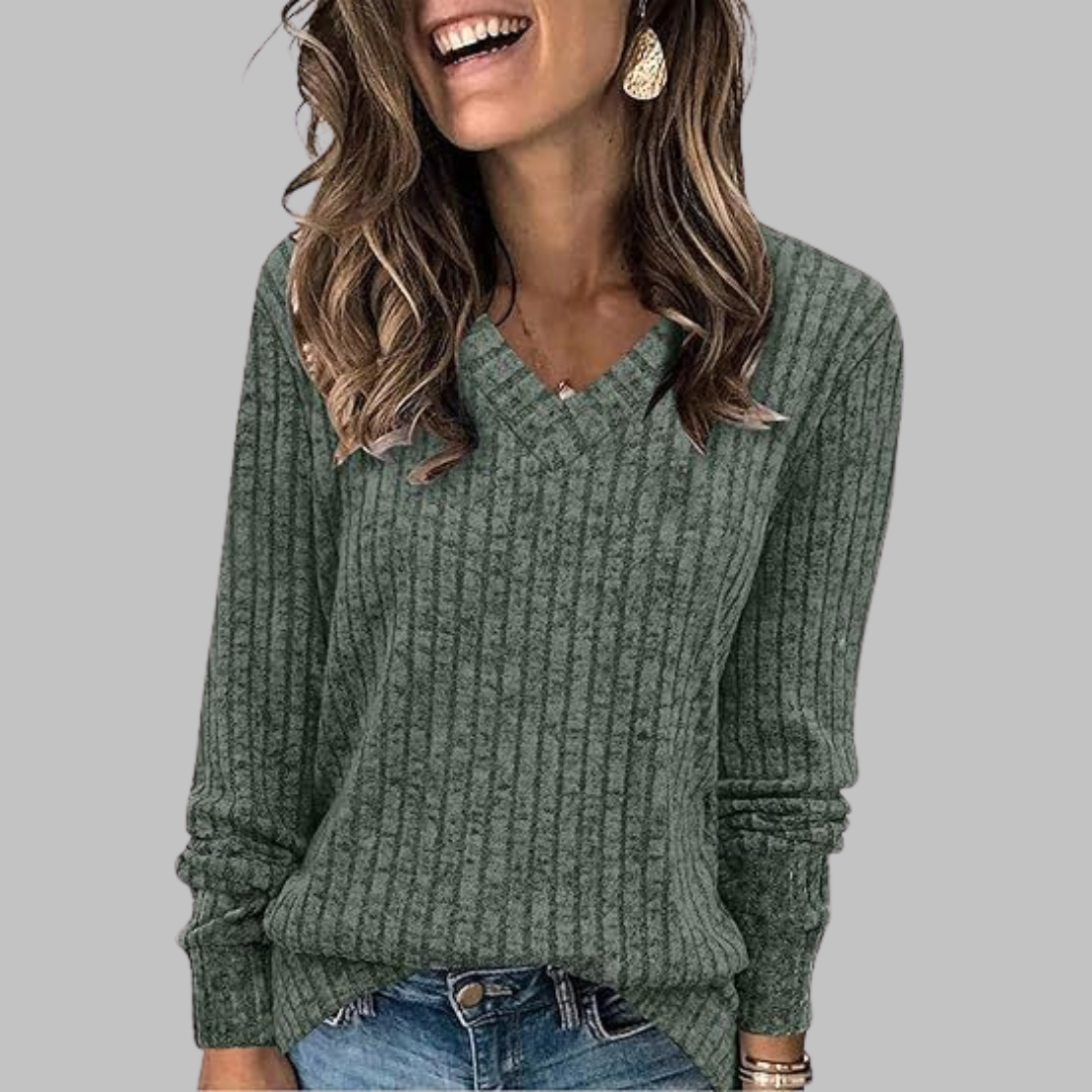 Marina™ | Comfortable long-sleeved top with V-neck