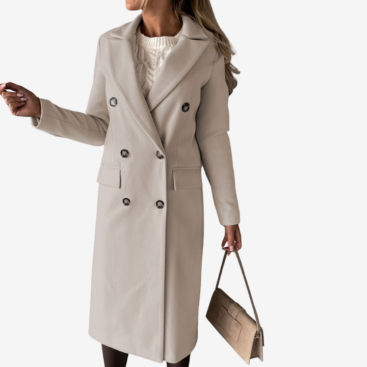 Cream long wrap coat