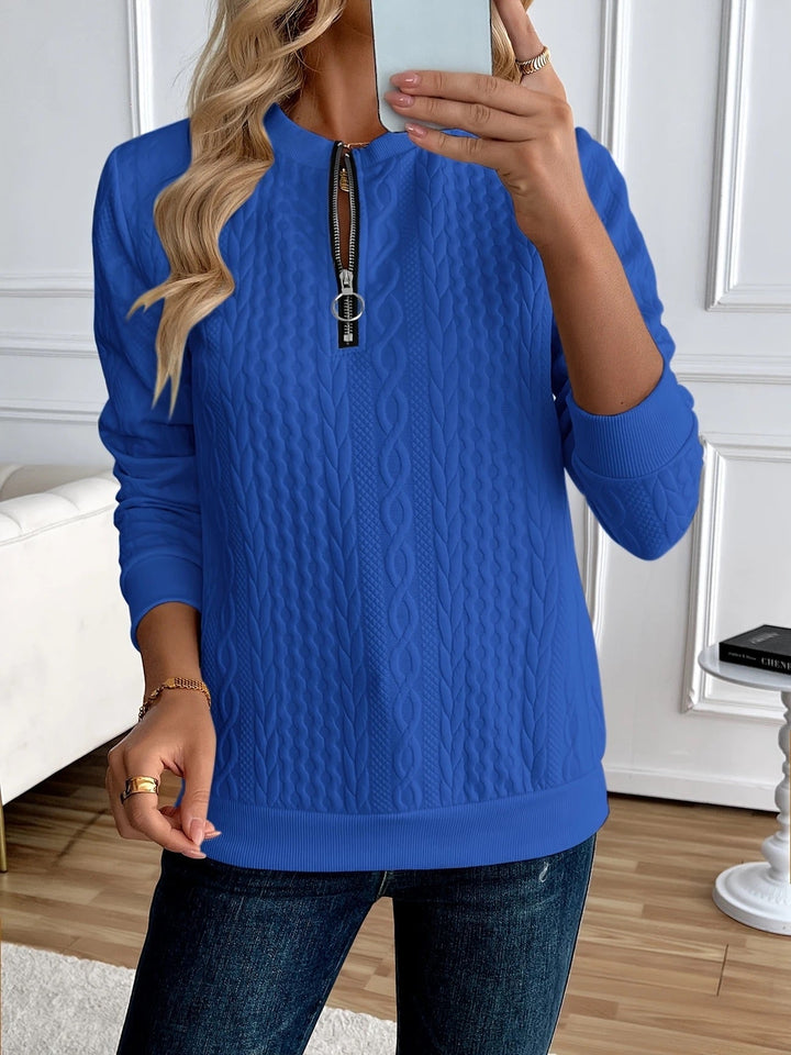 Morgan - Textured Zipper Sweatshirt – Stylish & Comfy