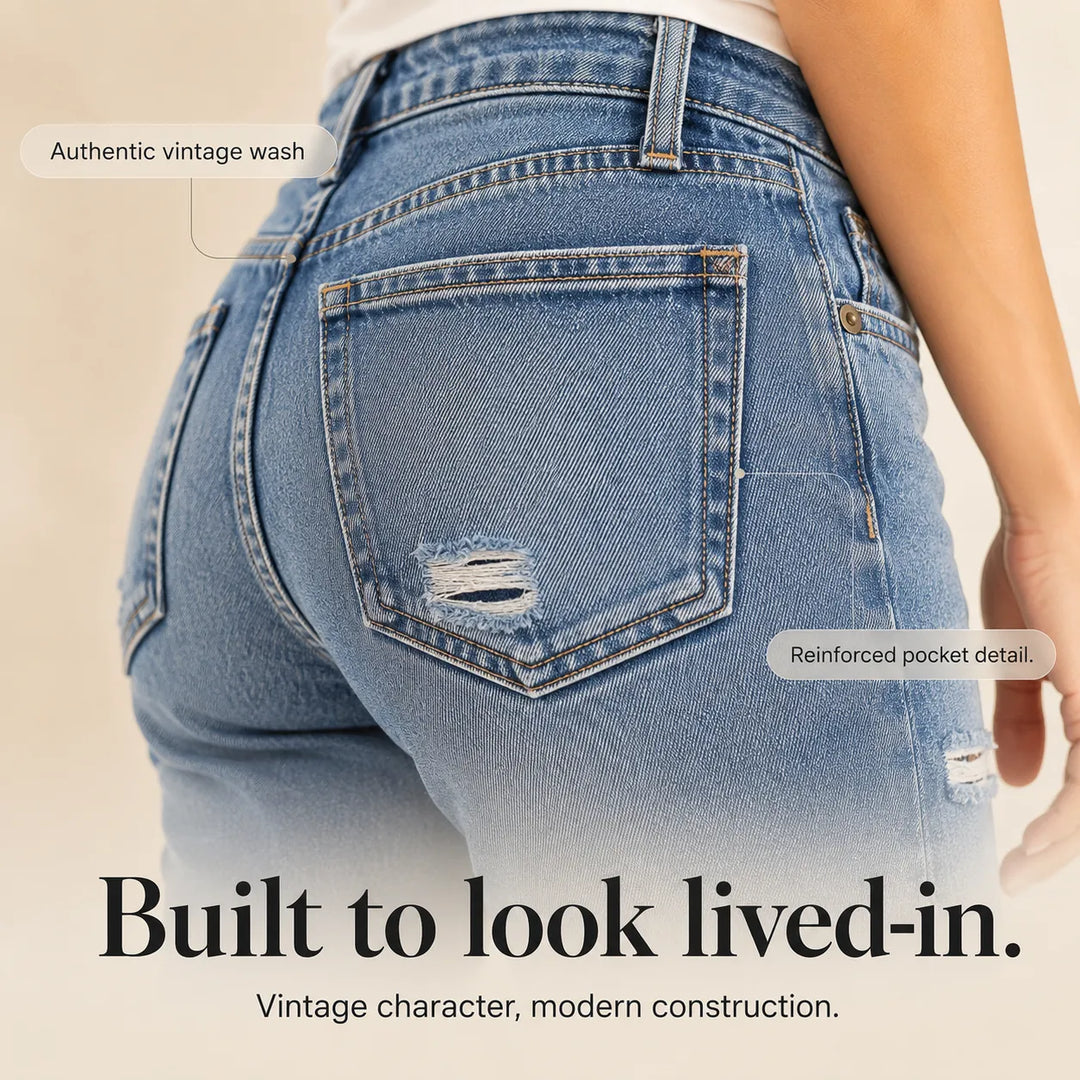 Denara™ | Stretch Distressed Cropped Jeans