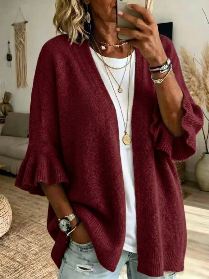 Elena | Stylish Knit Cardigan with Ruffled Sleeves