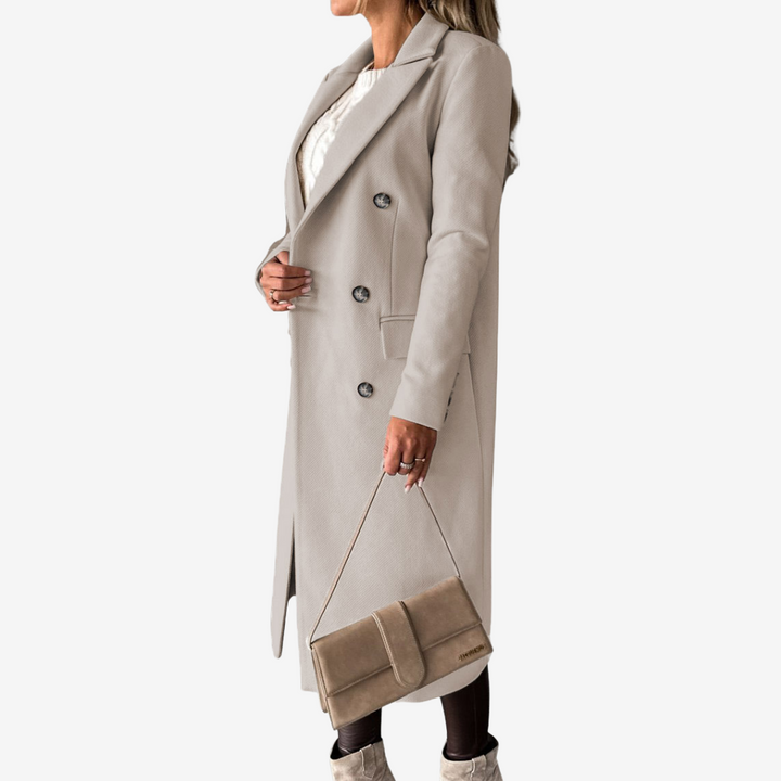 Long wrap coat styling detail