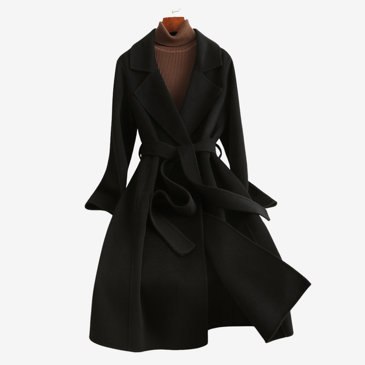 Black belted trench coat