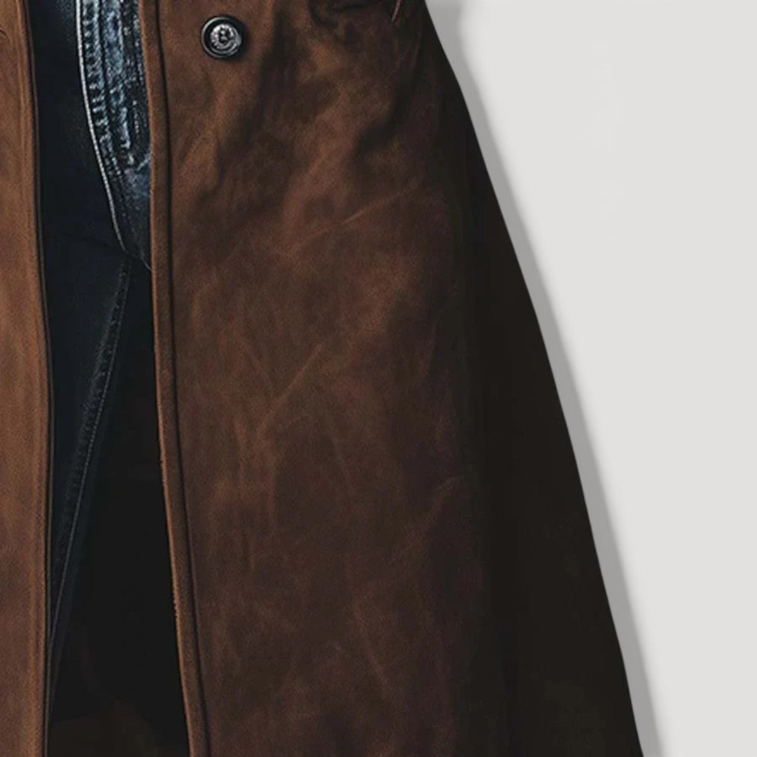 Suede-touch trench coat styling detail