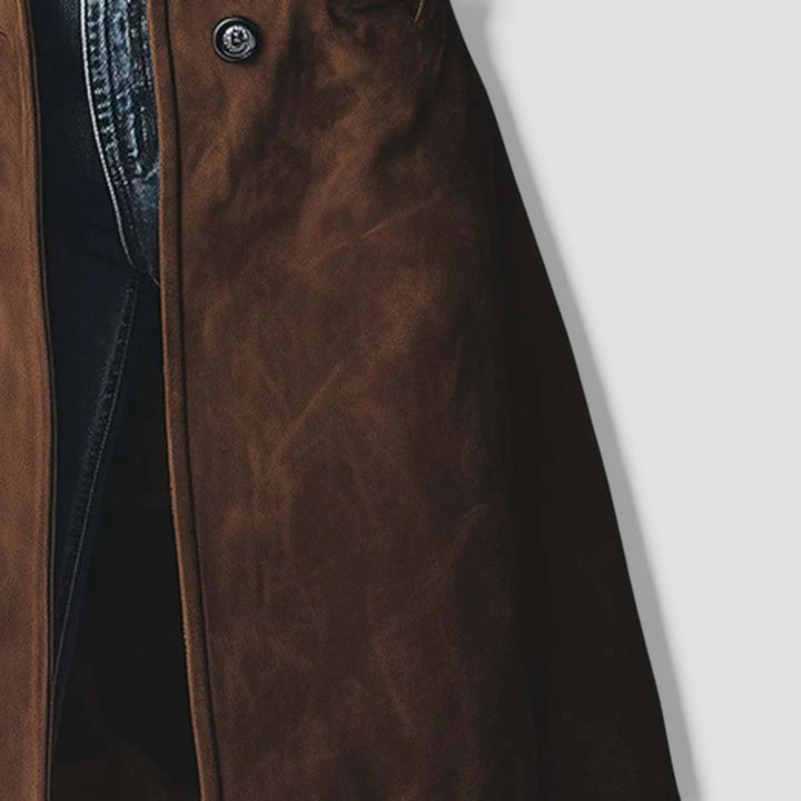 Suede-touch trench coat styling detail